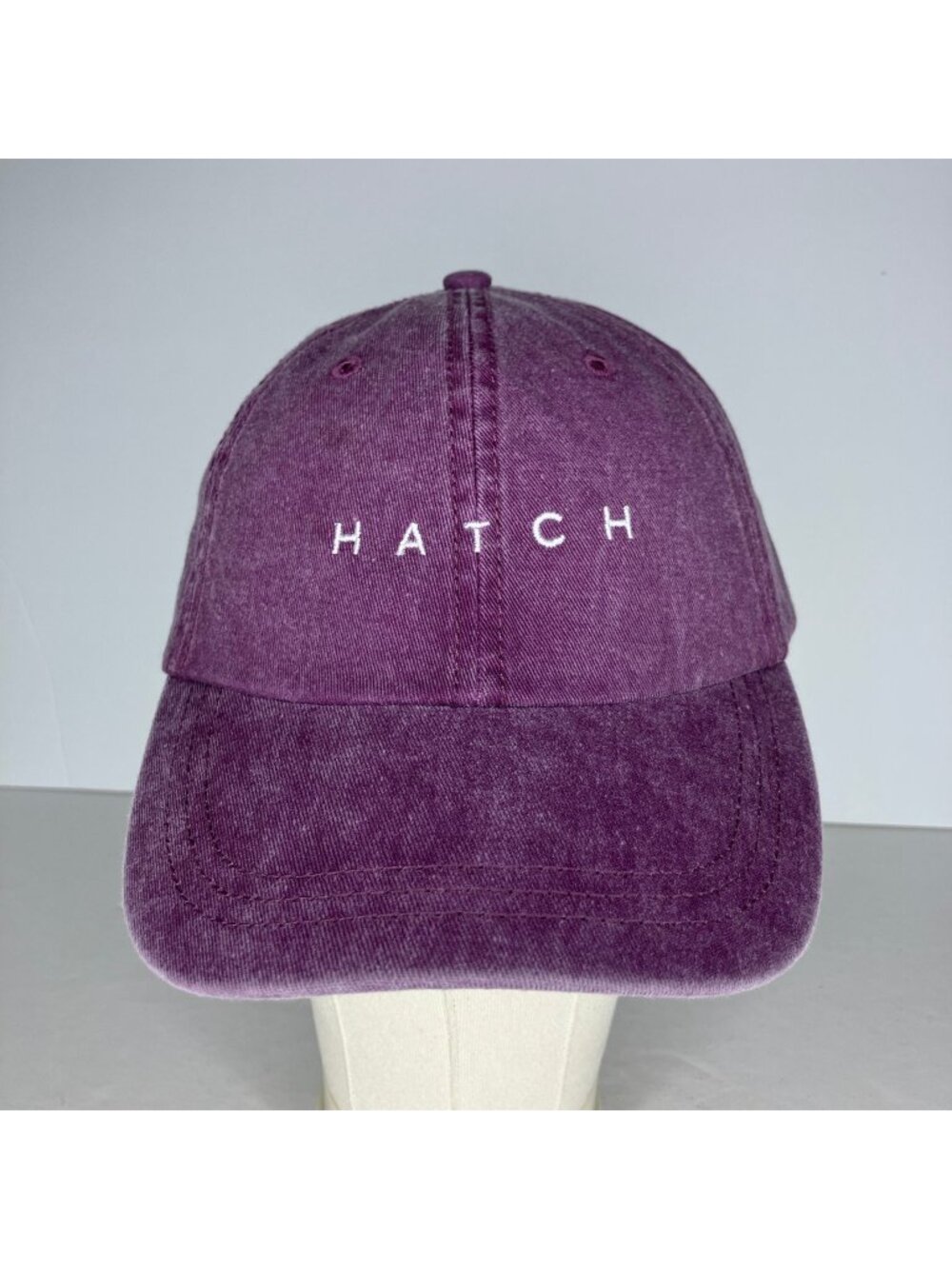 HATCH Baseball Cap Hat Adjustable Washed Purple Cotton Embroidered
